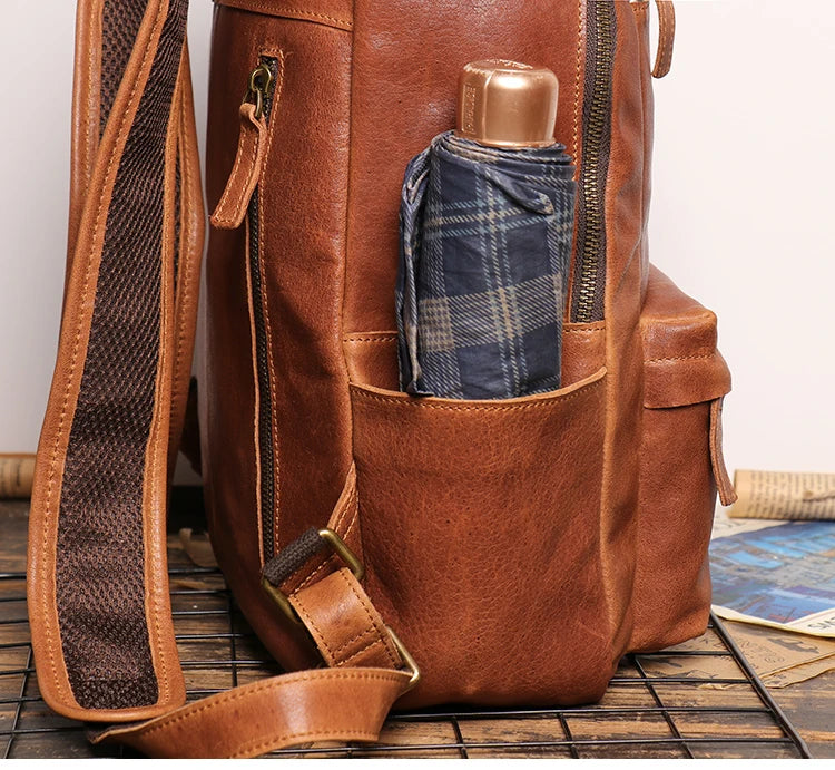 Handmade Black Leather Backpack For woman
