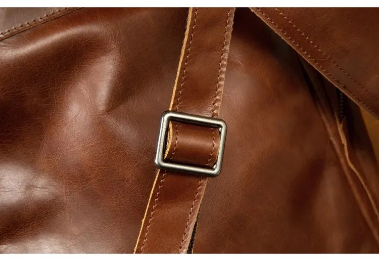 Large Capicity Brown Leather Travel Backpack