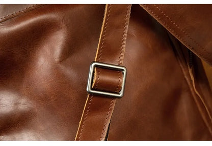 Large Capicity Brown Leather Travel Backpack
