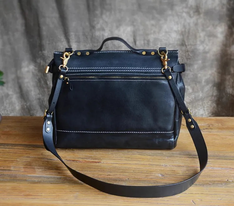 Unisex Soft Brown Leather Messanger Bag