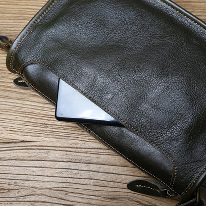 Top Layer Cowhide Unisex Leather Crossbody Bag