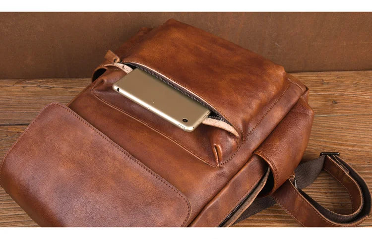Vegitable Tanned Brown Rucksack Leather Backpack