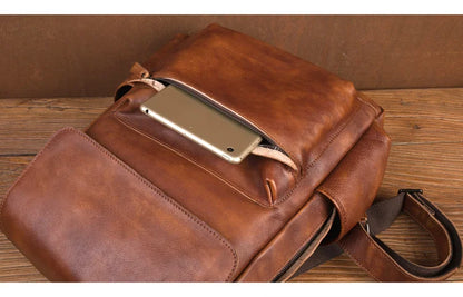 Vegitable Tanned Brown Rucksack Leather Backpack