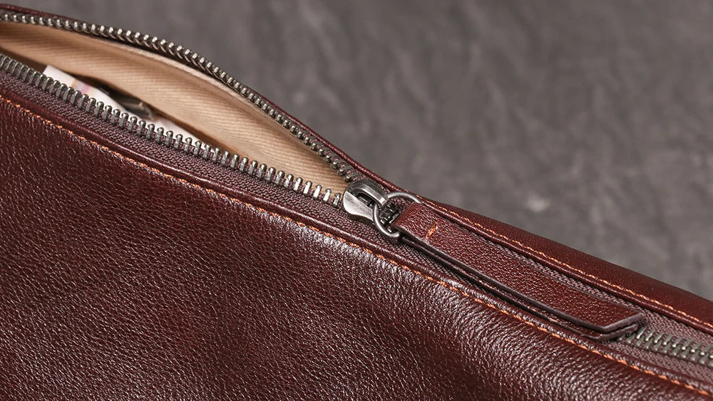 Minimalist Leather Crossbody Bag With Zipper