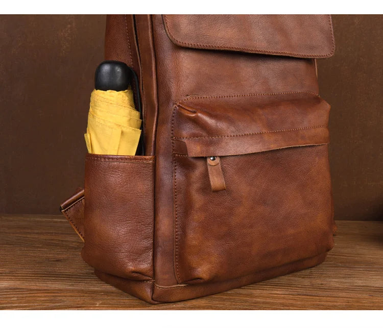 Vegitable Tanned Brown Rucksack Leather Backpack
