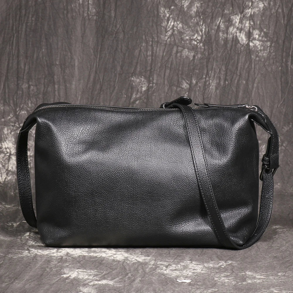 Minimalist Leather Crossbody Bag With Zipper