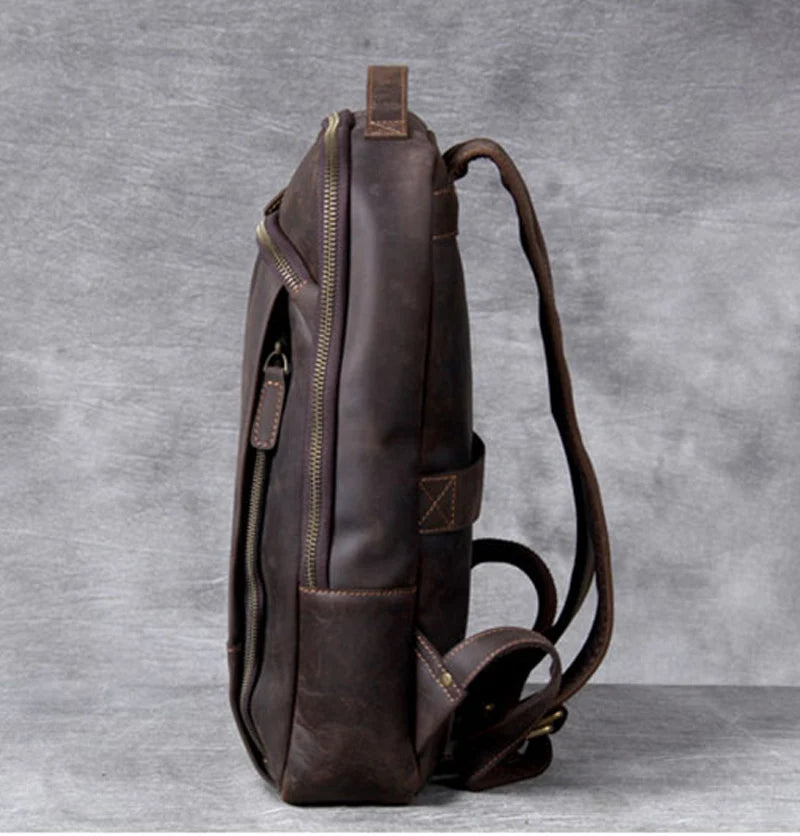 Unisex Vintange Crazy Horse Leather Backpack