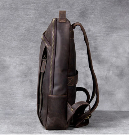 Unisex Vintange Crazy Horse Leather Backpack