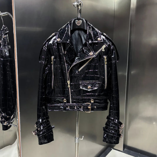 2025 Spring New Shinny Leather Jackets Women Real Sheepskin Coats Women Natural Lambskin Clothes