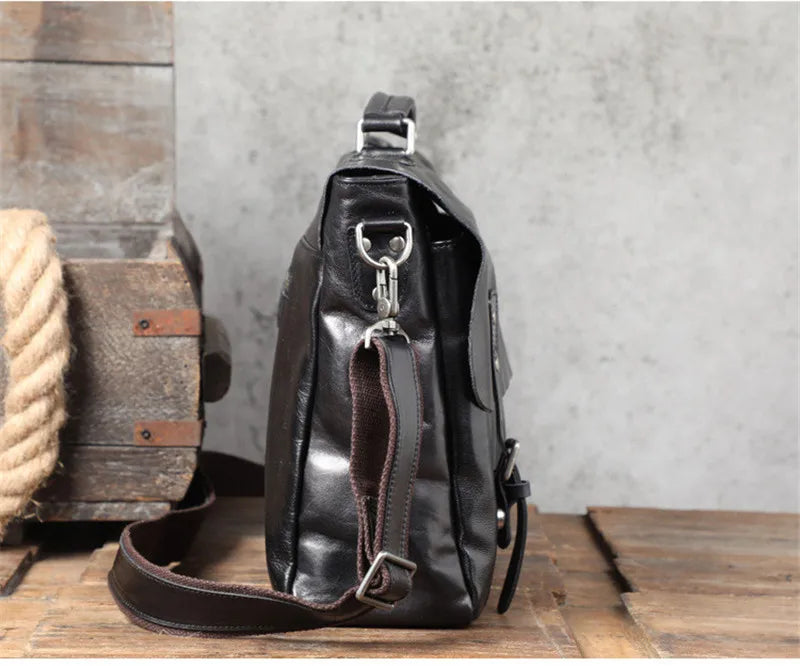 Ultra Soft Black Leather Laptop Bags For Men