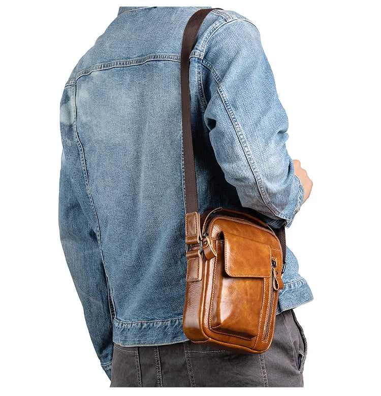 Luxury Leather Crossbody Bag For Man - Everyday Carry