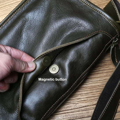 Top Layer Cowhide Unisex Leather Crossbody Bag
