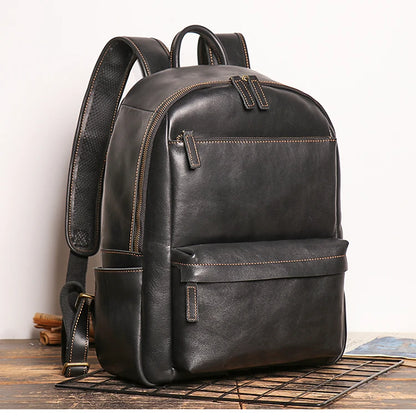 Handmade Black Leather Backpack For woman