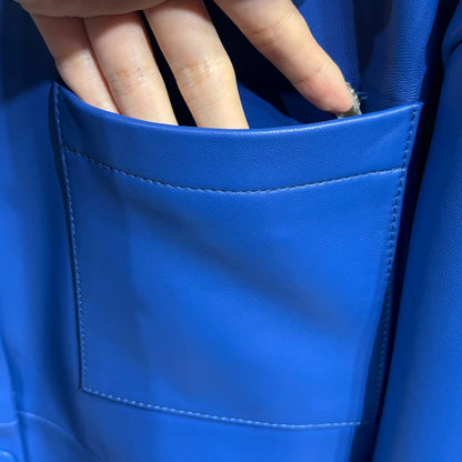 Bright Yellow Leather Shirt Women Real Sheepskin Jackets Leather Oversized Leather Jacket 2025