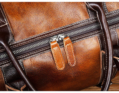 Top Layer Mens Vintage Leather Duffle Bag