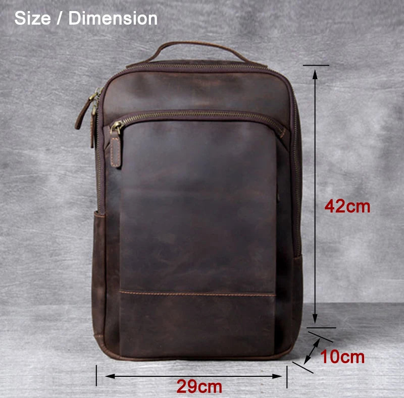 Unisex Vintange Crazy Horse Leather Backpack