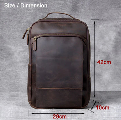 Unisex Vintange Crazy Horse Leather Backpack