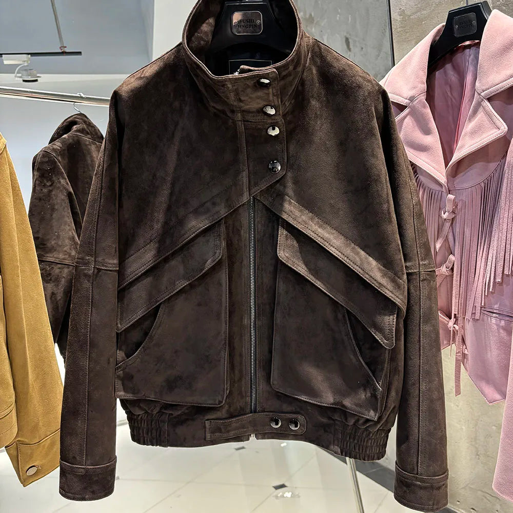 Suede Jacket Women Real Leather Jacket