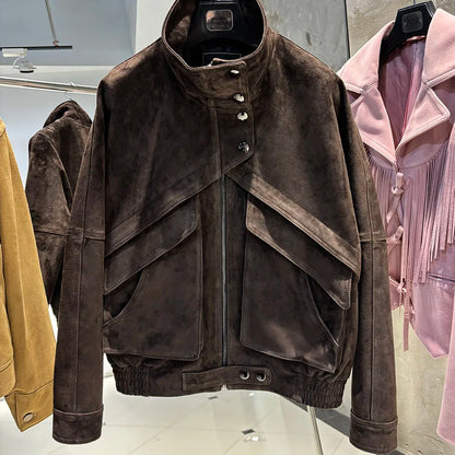 Suede Jacket Women Real Leather Jacket