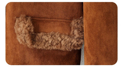 Brown Genuine Leather Jacket With Faux Fur