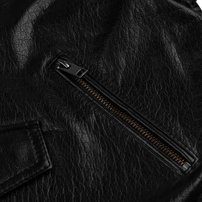 Distressed Black Motorcycle Leather Jacket