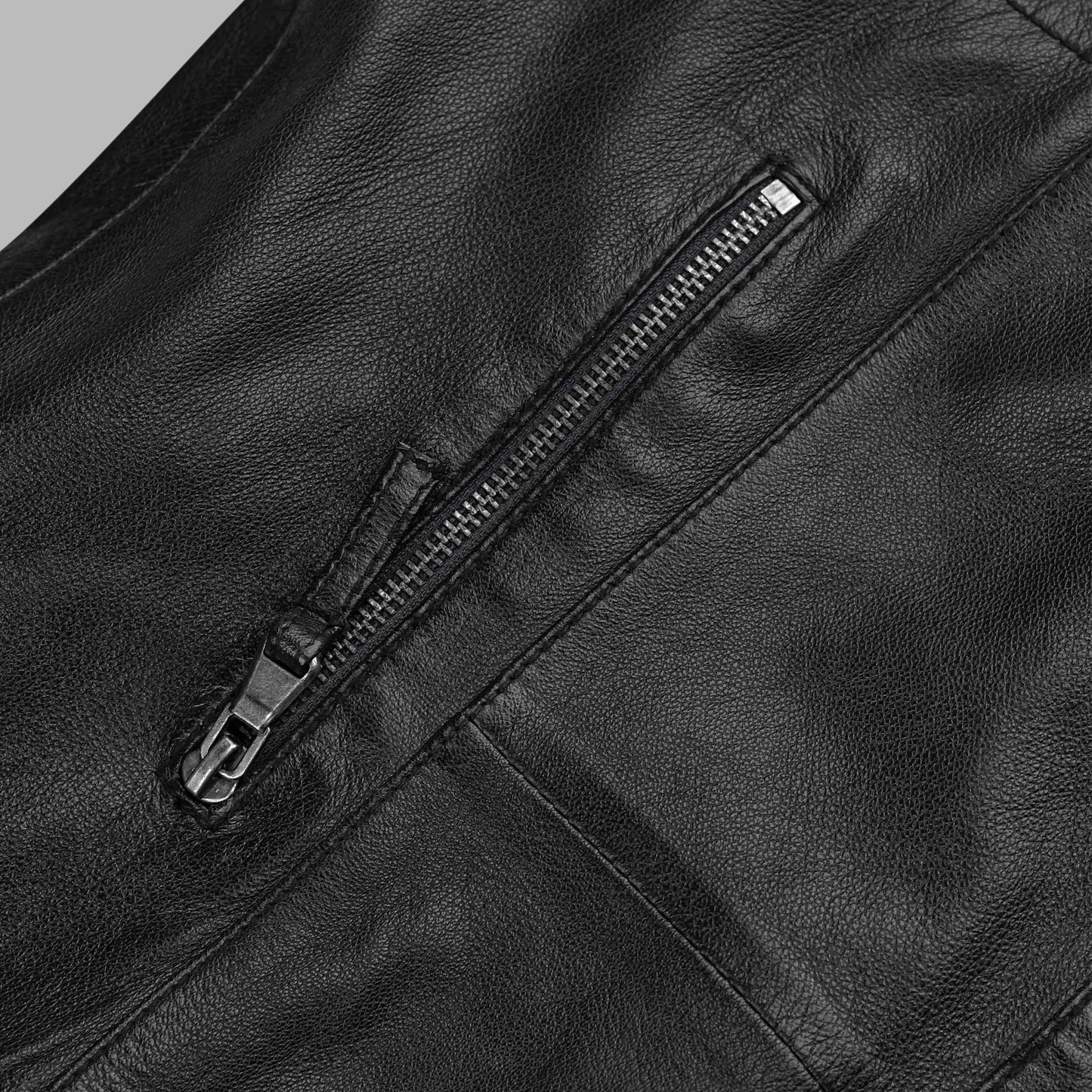 Classic Black Leather Biker Jacket For Womens