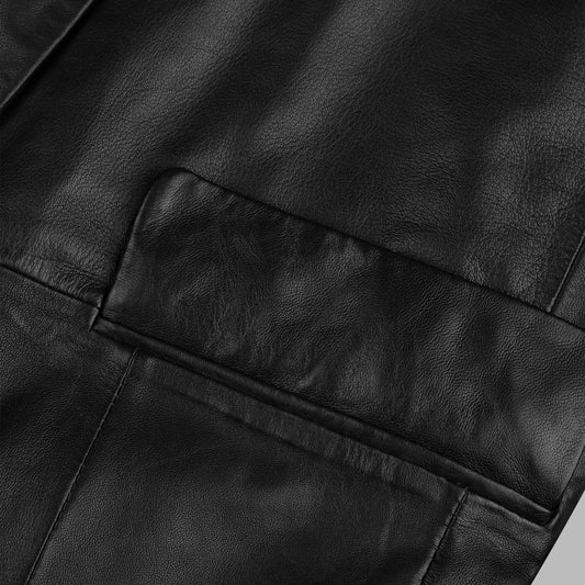 Black Leather Blazer For Mens