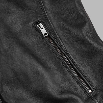 Classic Black Biker Leather Jacket For Womens