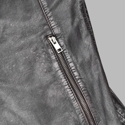 Vintage Black Leather Biker Jacket for Men