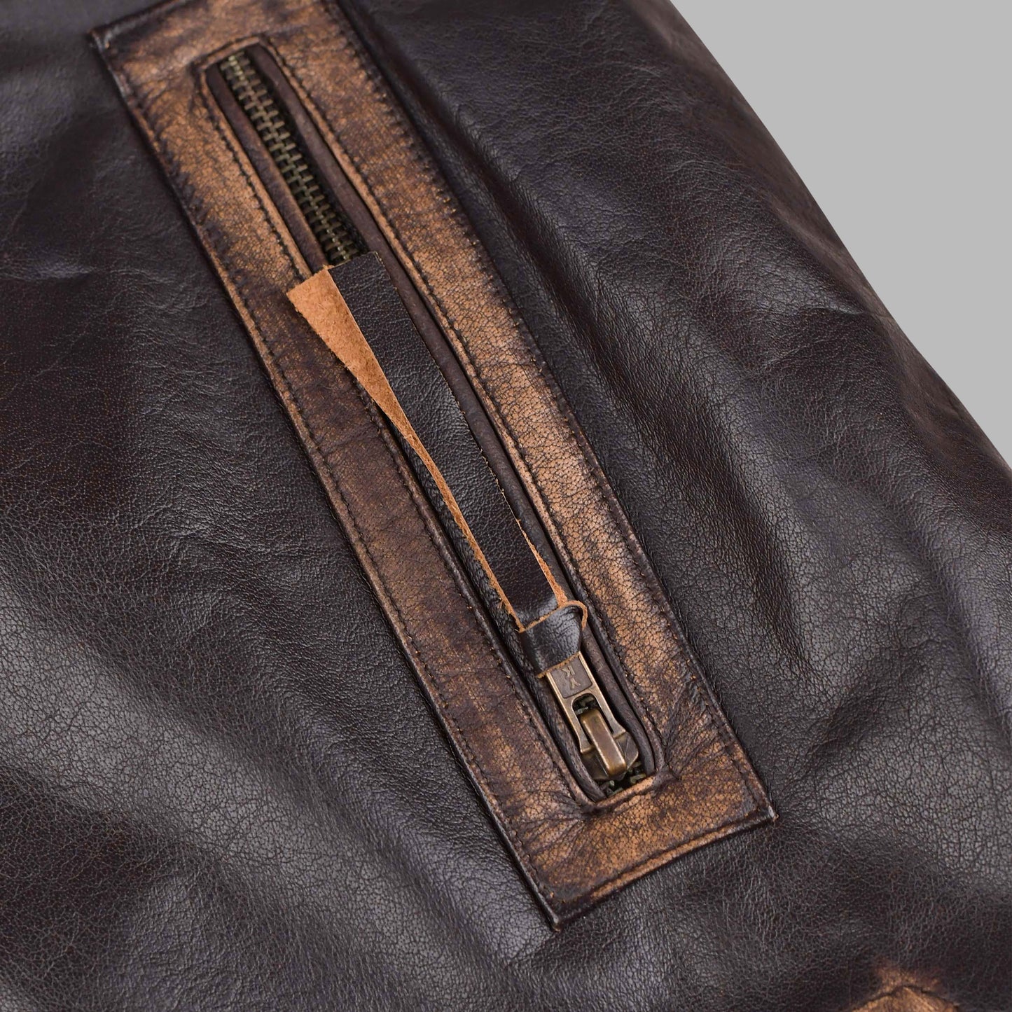 Distressed Leather Motorcycle Jacket Mens