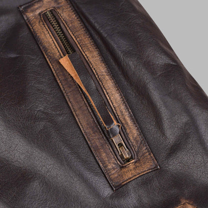 Distressed Leather Motorcycle Jacket Mens