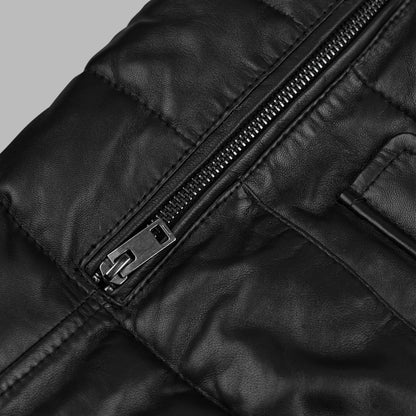 Exclusive Mens Collared Puffer Leather Jacket