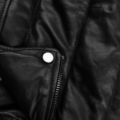 Exclusive Mens Collared Puffer Leather Jacket