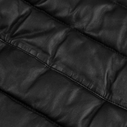 Exclusive Mens Collared Puffer Leather Jacket