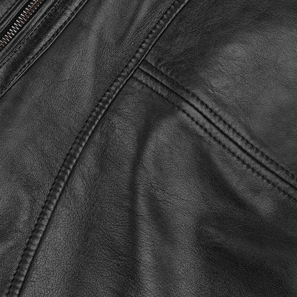 Classic Black Biker Leather Jacket For Womens
