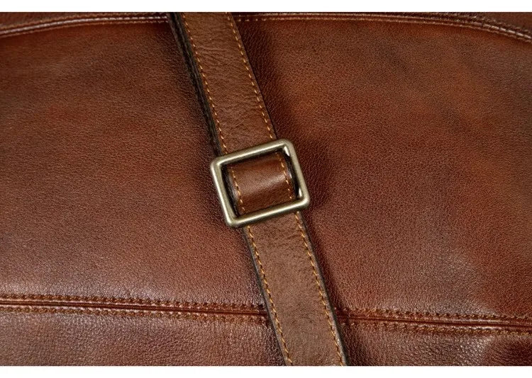 Vegetable Tanned Large Capicity Leather Brown Rucksack