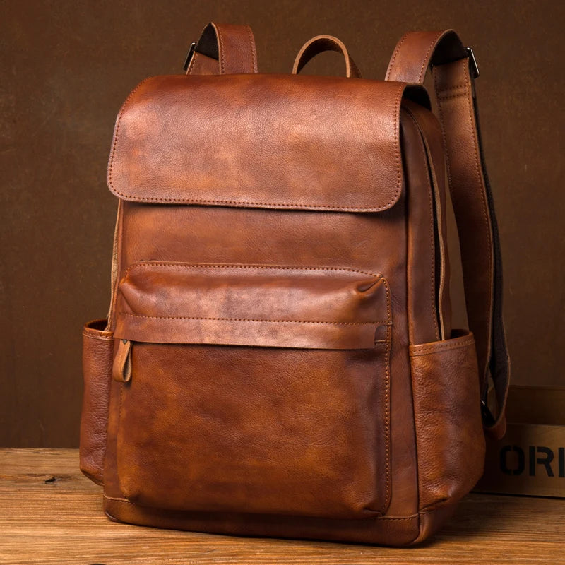 Vegitable Tanned Brown Rucksack Leather Backpack