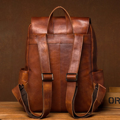 Vegitable Tanned Brown Rucksack Leather Backpack