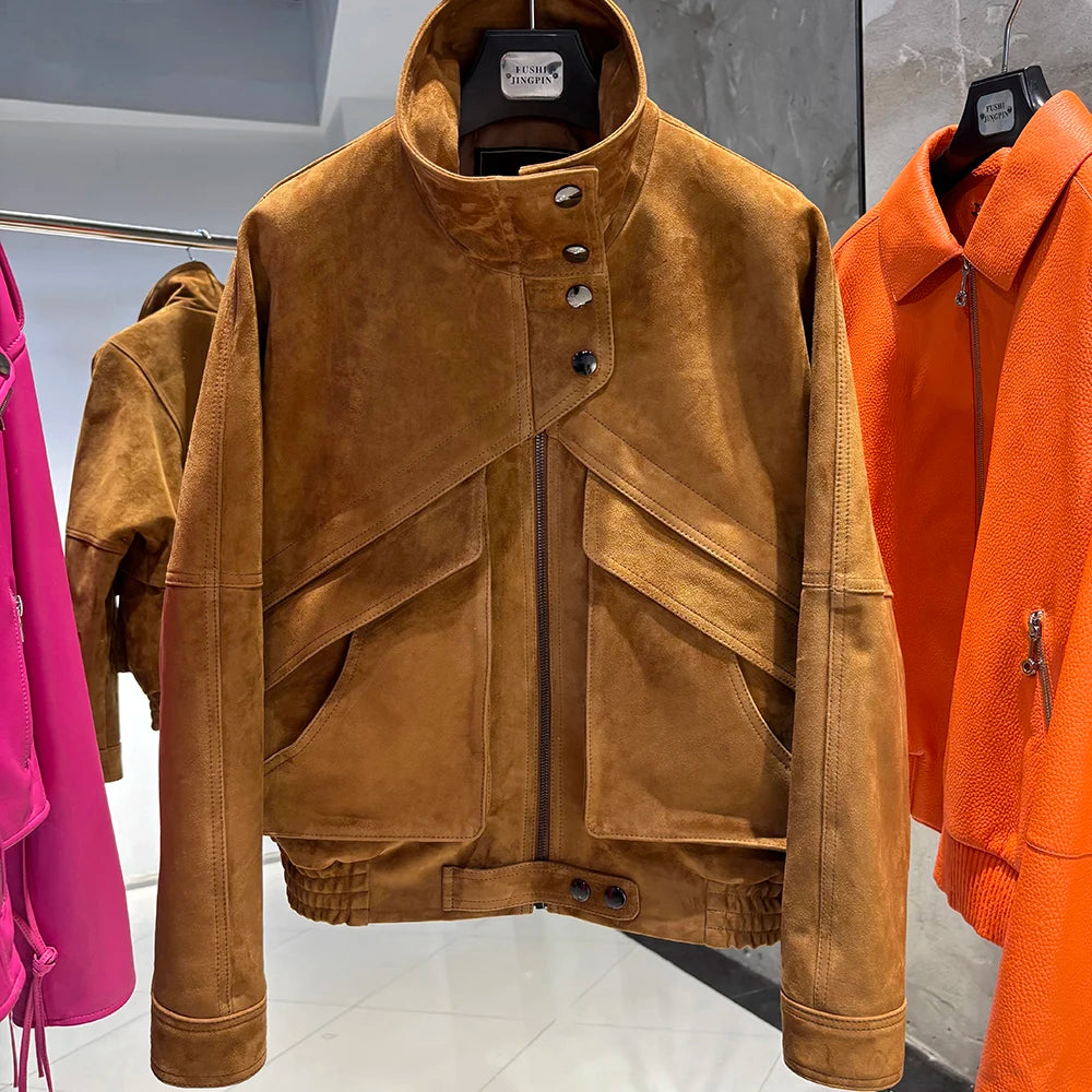Suede Jacket Women Real Leather Jacket