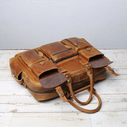 Large Capacity Crazy Horse Leather Business Briefcase