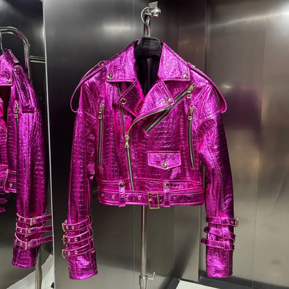 2025 Spring New Shinny Leather Jackets Women Real Sheepskin Coats Women Natural Lambskin Clothes
