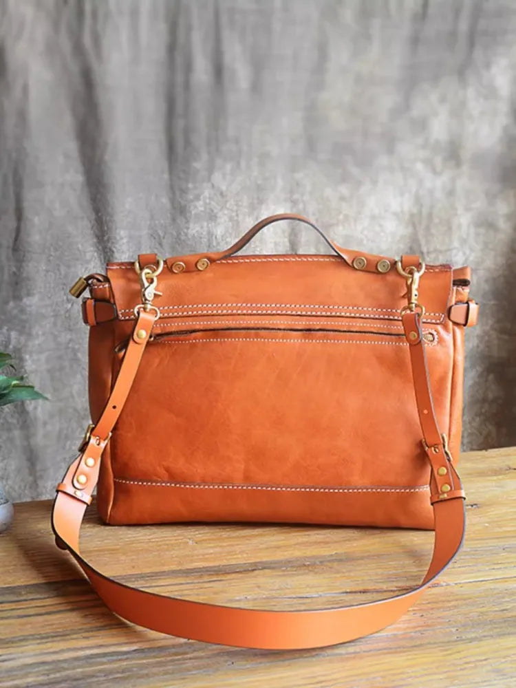 Unisex Soft Brown Leather Messanger Bag