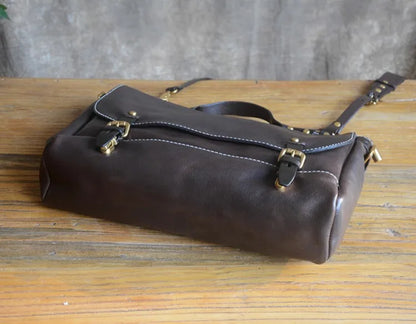 Unisex Soft Brown Leather Messanger Bag