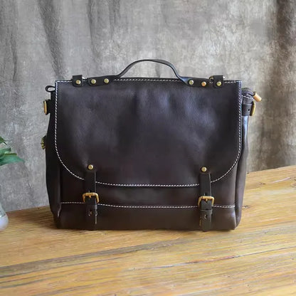 Unisex Soft Brown Leather Messanger Bag