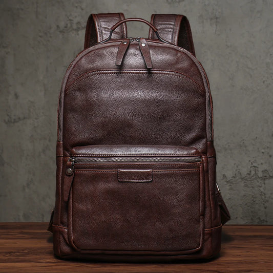 Large Capicity Dark Brown Leather Backpack For Women