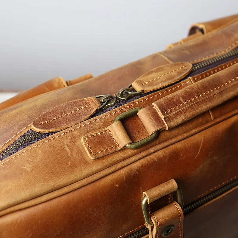 Large Capacity Crazy Horse Leather Business Briefcase
