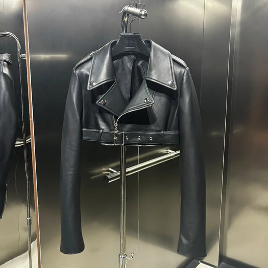 Leather Crop Women Ladies Real Sheepskin Coat Women Lambskin Cloth Short