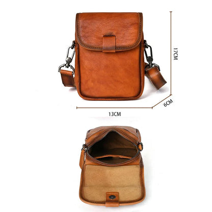 Unisex Vintage Genuine Leather Small Crossbody Bag