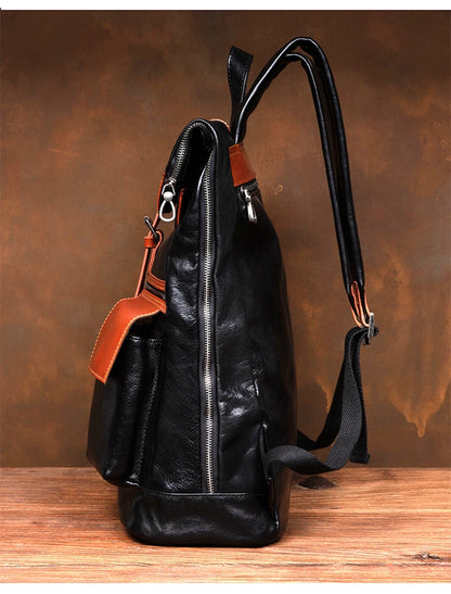 Large Capacity Business Leather Flap Backpack