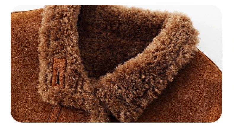 Brown Genuine Leather Jacket With Faux Fur